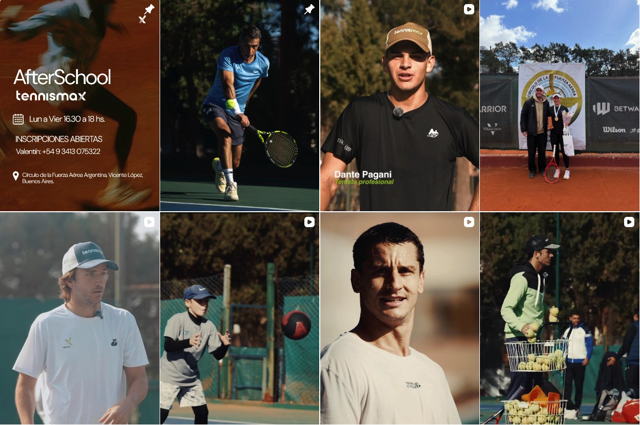 Grid de fotos de Tennismax en Instagram